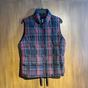Eddie Bauer Black and Red Plaid Down Vest size M Women’s